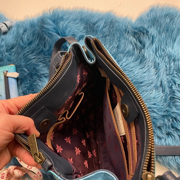 Anuschka Mermaid Design Blue Adjustable Crossbody Purse and Wallet Set - Picture 4 of 9